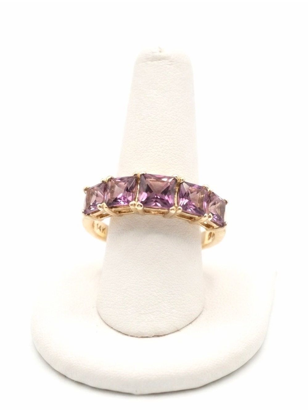 New Natural 3.28CT Alexandrite Sapphire Princess Hallmarked 14K Yellow Gold Ring